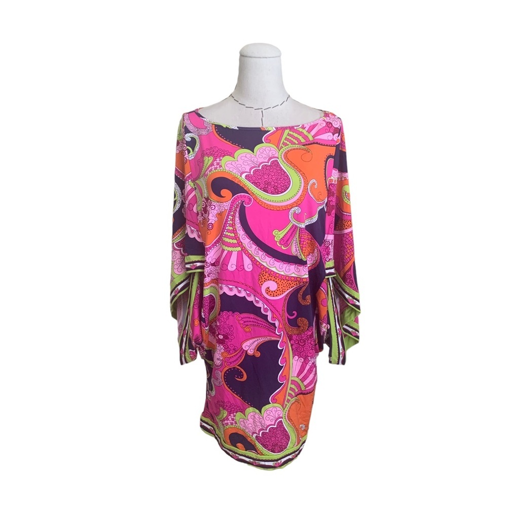 Closet clean out! Trina Turk French Riviera Pink Paisley Coverup Tunic Dress Top